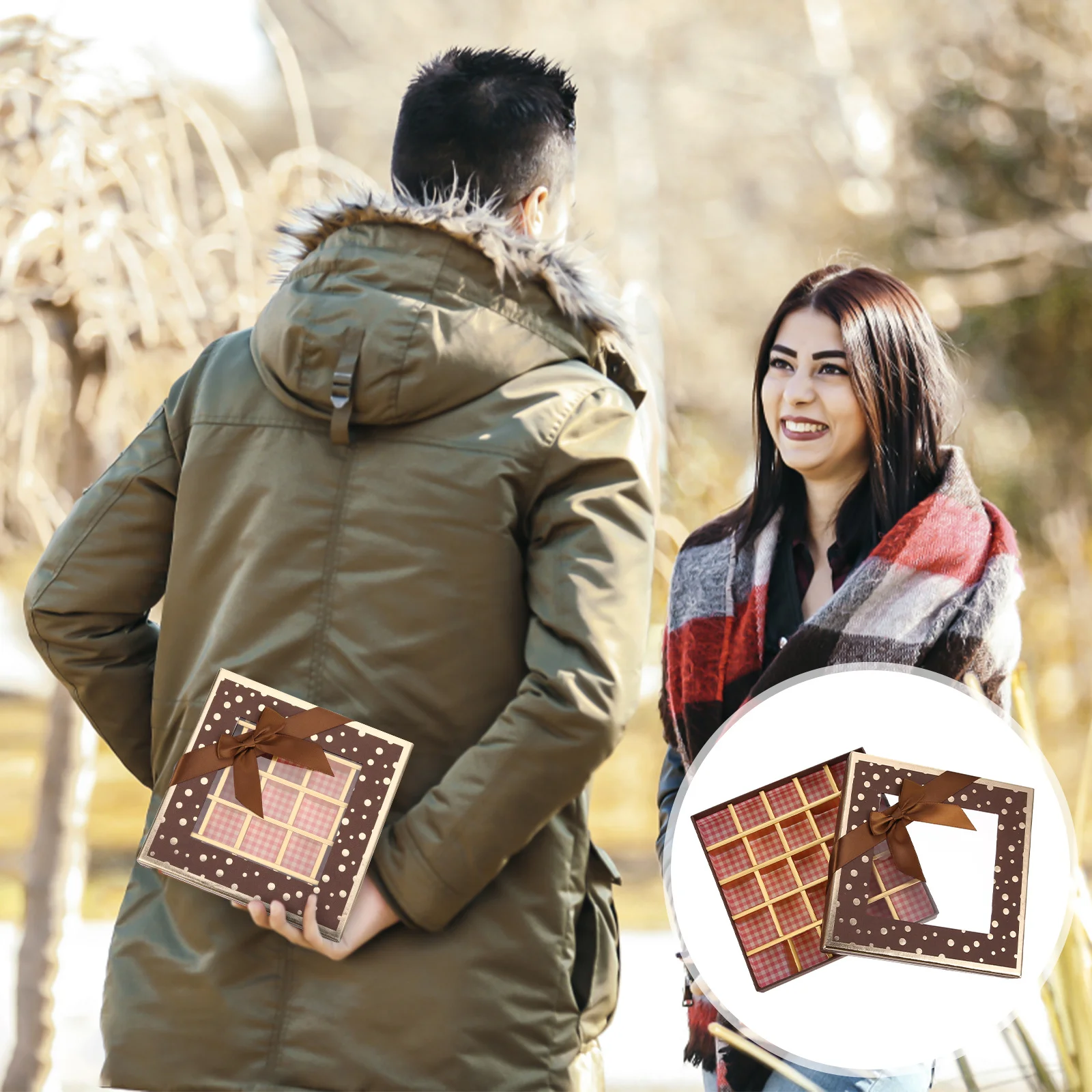 Embalaje de regalo de Chocolate, caja de regalo del Día de San Valentín, caja de dulces del día con ventana para trufas, postre de boda