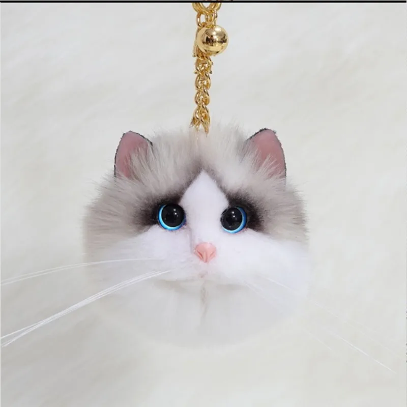 Kawaii New Simulation Cute Cat Pendant Lifelike Phone / Backpack Keychain Children\'s Outdoor Plush Toys Cartoon Birthday Gift