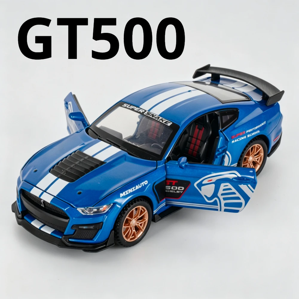 Scale 1:32 Shelby GT500 Cobra Model Car Toy Alloy Diecast Wheel Suspension Fine Details Supercar Models Sound Light Gifts