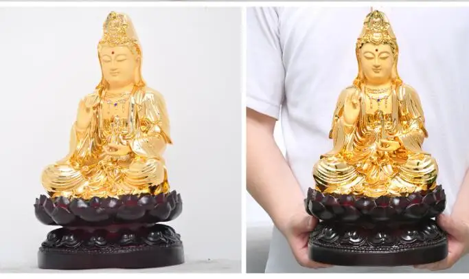 36CM tall # Buddhism HOME Safety Health luck Talisman #office shop efficacious Protection gilding Guanyin Bodhisattva Buddha