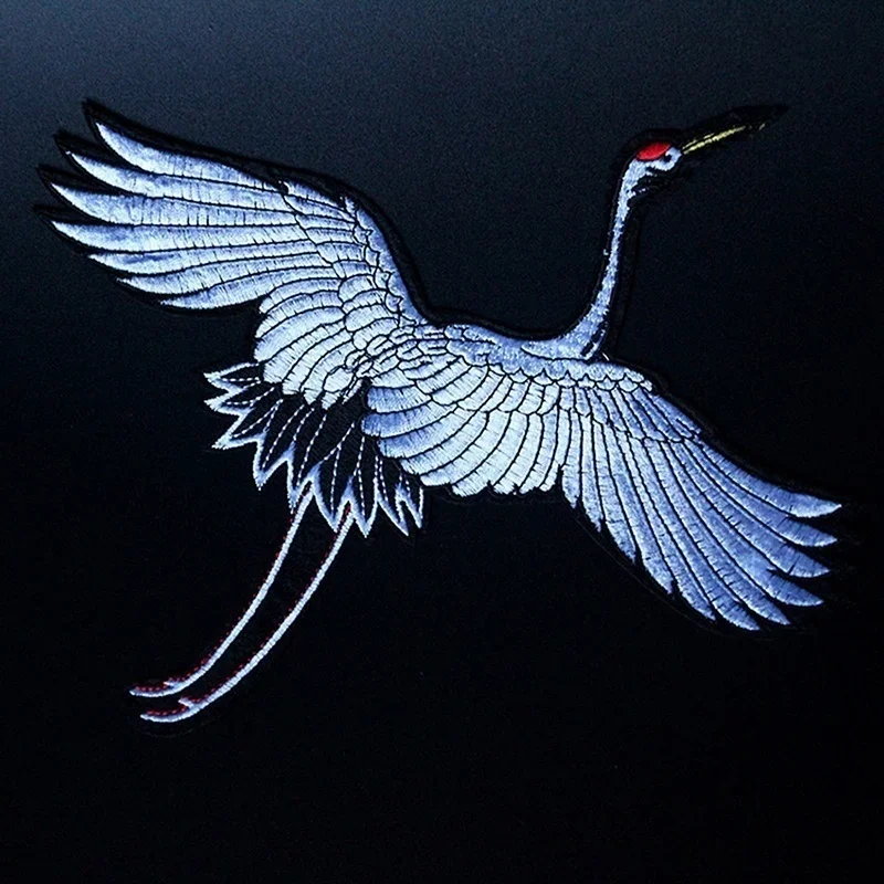 DIY Embroidery Cloth Paste White Swan Red-crowned Crane Patch