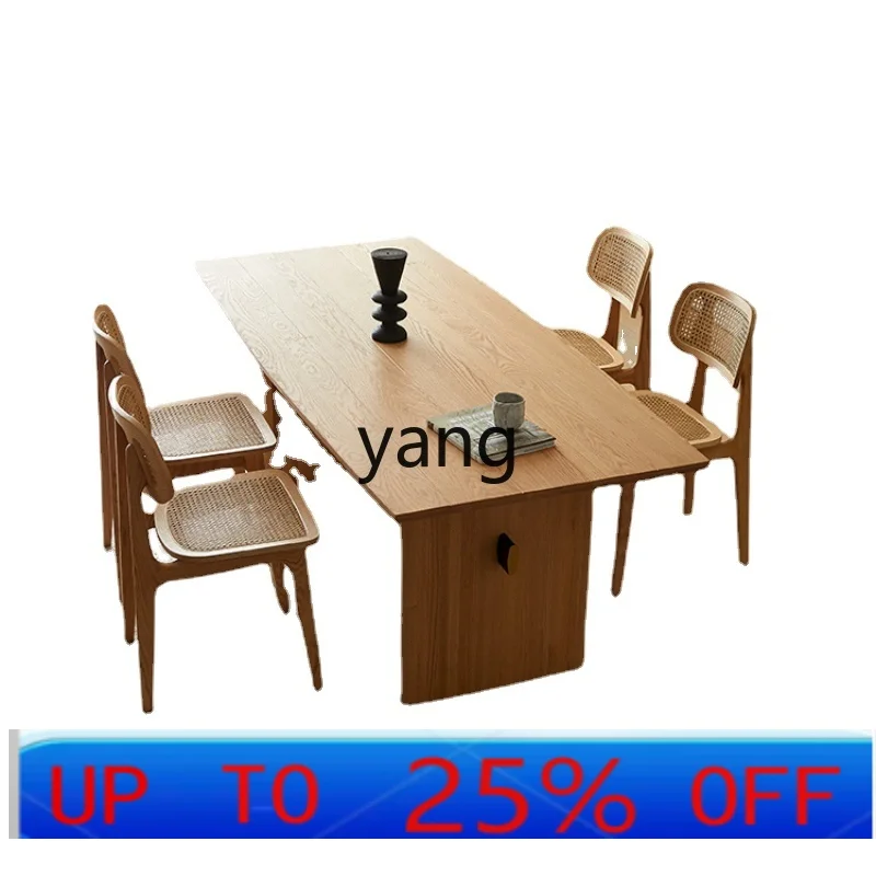 CX Vintage Oak Dining Table Large Size Nordic Modern Rectangular Solid Wood Dining Table