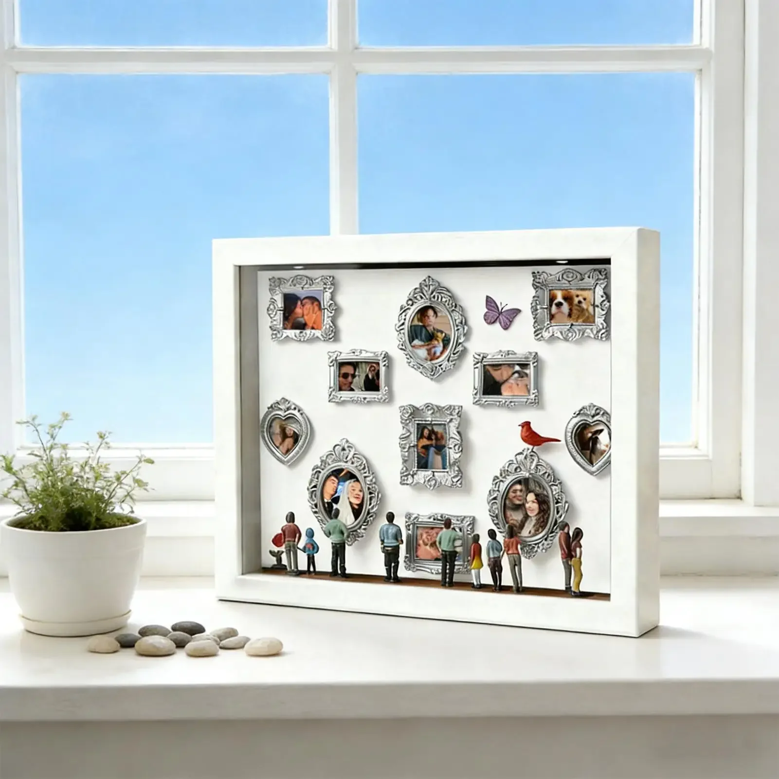 Mini Museum Box With Figurines Light Up Wood Frame Fun Display DIY Photo Family Memory Frame For Couples Her Him Adults Lovers