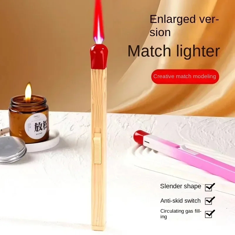 New New Super Long Luminous Matchstick Lighter Butane Torch Inflatable Lighter Household Aromatherapy Kitchen Gadgets Daily（No G