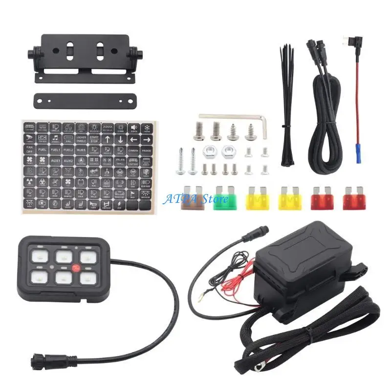 

U13C 6 Gangs LED On-Offs Switch Panel LED Light Background Electronic Relays Systems