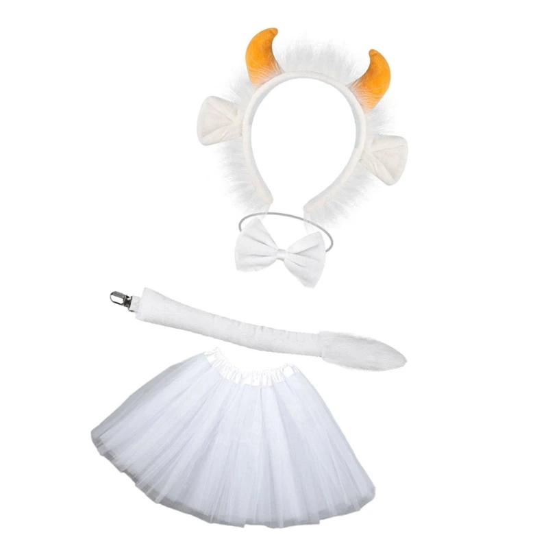 652F Accessori per costumi bestiame per cosplay per bambini adulti Costumi mucca con fascia per bovini pelosi