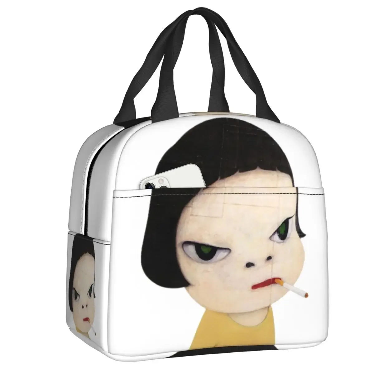 Custom Japanese Cartoon Manga Yoshitomo Nara Portable Lunch Box Women Multifunction Cooler Thermal Food Insulated Lunch Bag Work