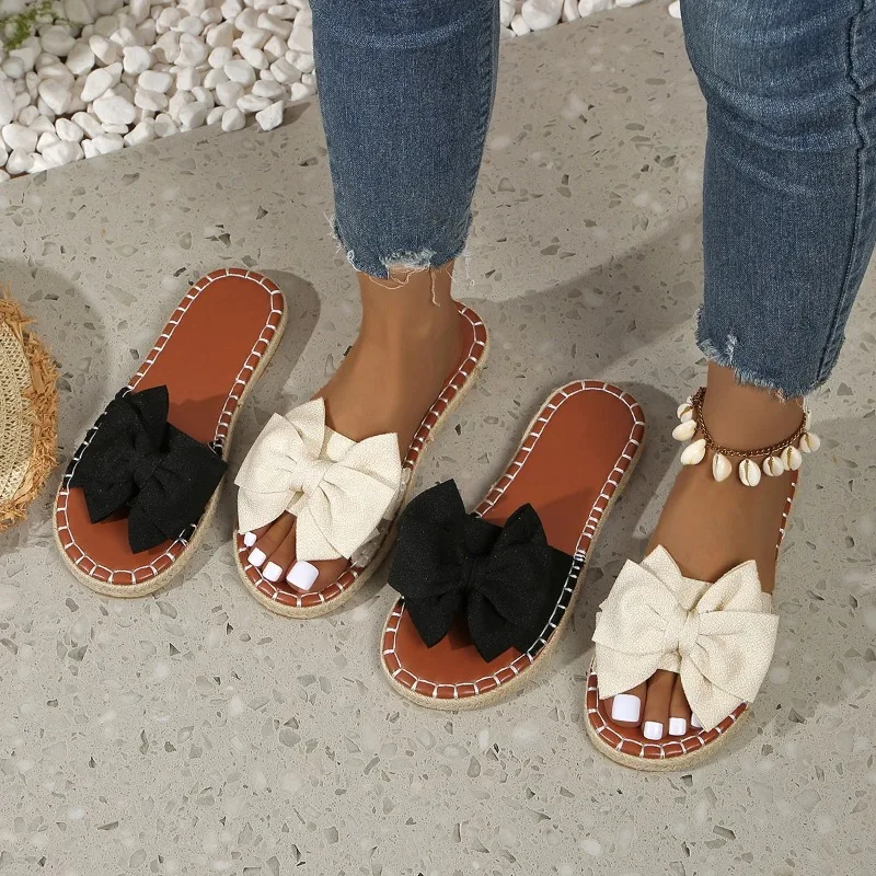 

Женские тапочки, новинка лета 2024, модная одежда, простые сандалии на плоской подошве, удобная нескользящая женская обувь в европейском стиле, Zapatos De Mujer