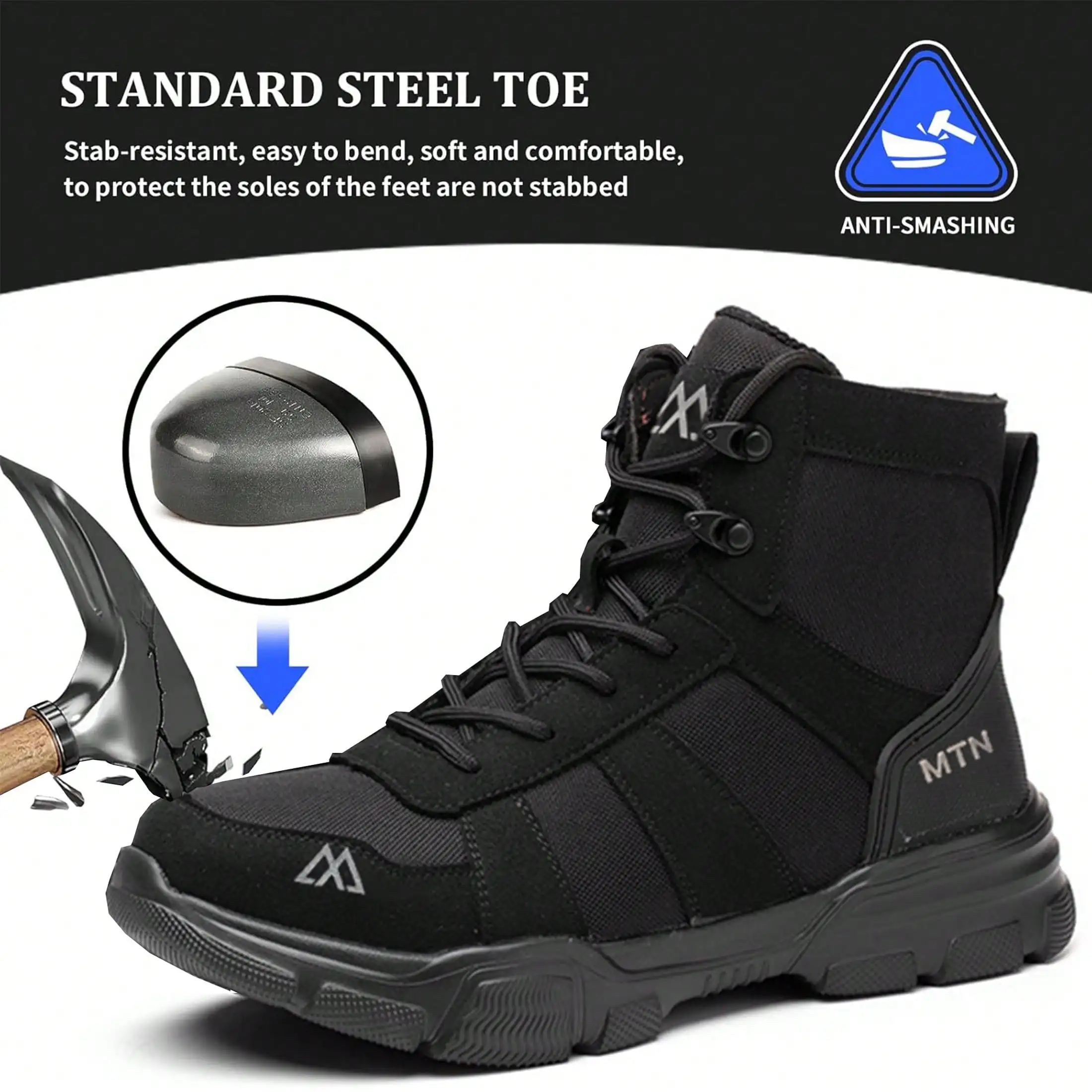 Safety Shoes For Men Steel Toe Sneakers Impact Resistant & Puncture Proof Shoes Breathable Non Slip Work Shoes Outdoor Boots