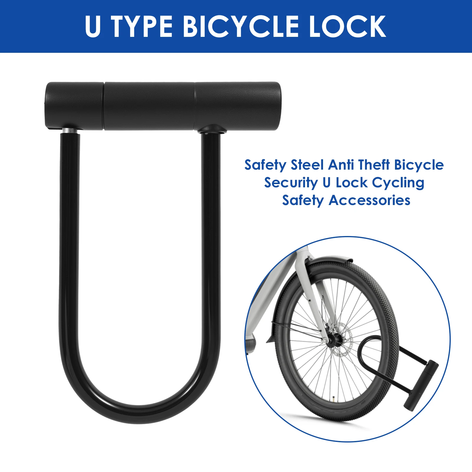 1/2/4Pcs Bike Lock with Key Standard Size U-Lock for Bicycles and Other Outdoor Equipment Anti-Theft Lock for Cycling Motorcycle - view 3