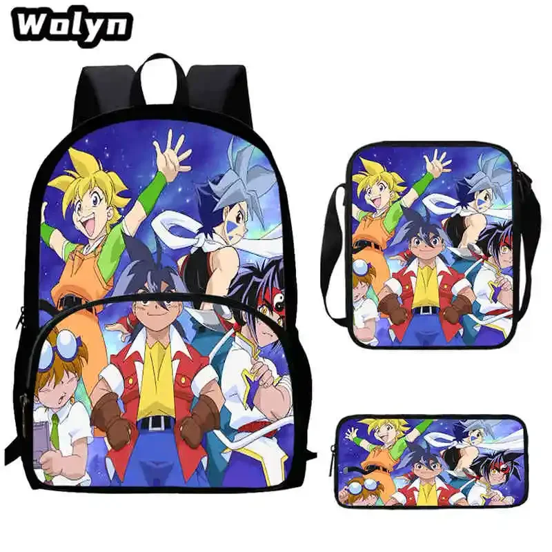 Anime-Bey-Blade Child Backpack,Cartoon Shoulder Bags,Pencil Bags for 4-8 Years Old Anime School Bags for Boys Girls Best Gift