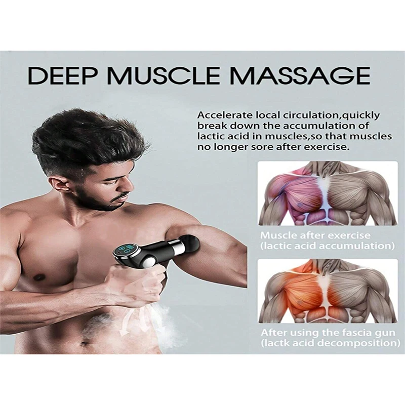 

Массажный мини-пистолет, ручной массажер для глубоких тканей с USB-зарядкой и множеством функций для расслабления мышц тела и фитнеса
