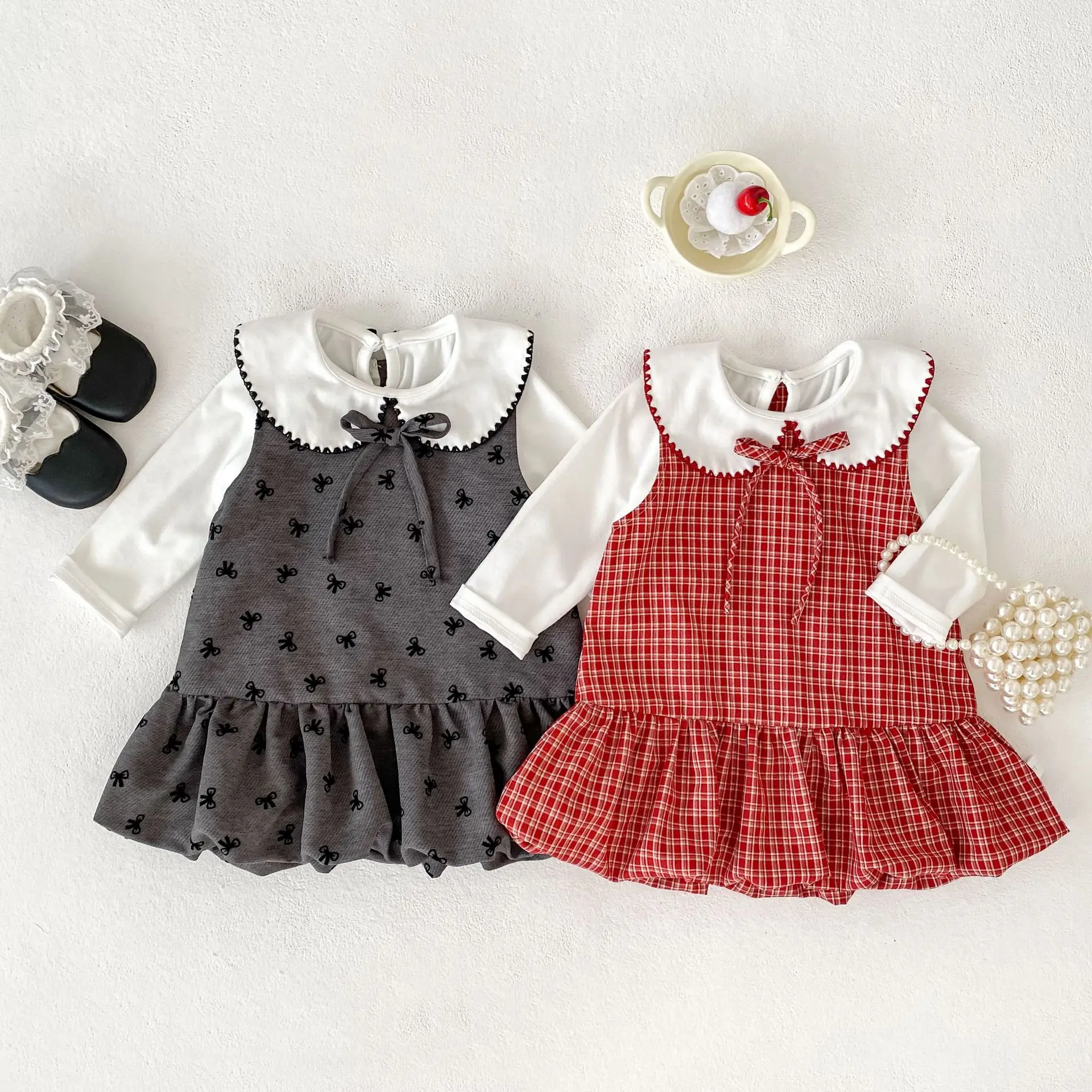 2026 Autumn New Baby Girl Long Sleeve T Shirts Cotton Girls Peter Pan Collar Bottoming Shirts Solid Kids Toddler Clothes