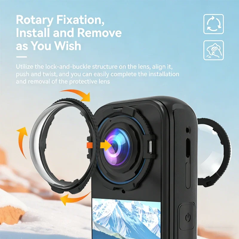 Osłonki na obiektyw Insta 360 X4 Air, plastikowe/szkło hartowane, ochraniacze na obiektyw, akcesoria do Insta360 X4 Air — zdjęcie produktu 3