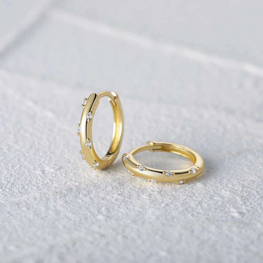 CANNER Classic Piercing Hoop Earrings for Women 925 Sterling Silver Zircon Round Huggie Earring Engagement Jewelry Pendientes