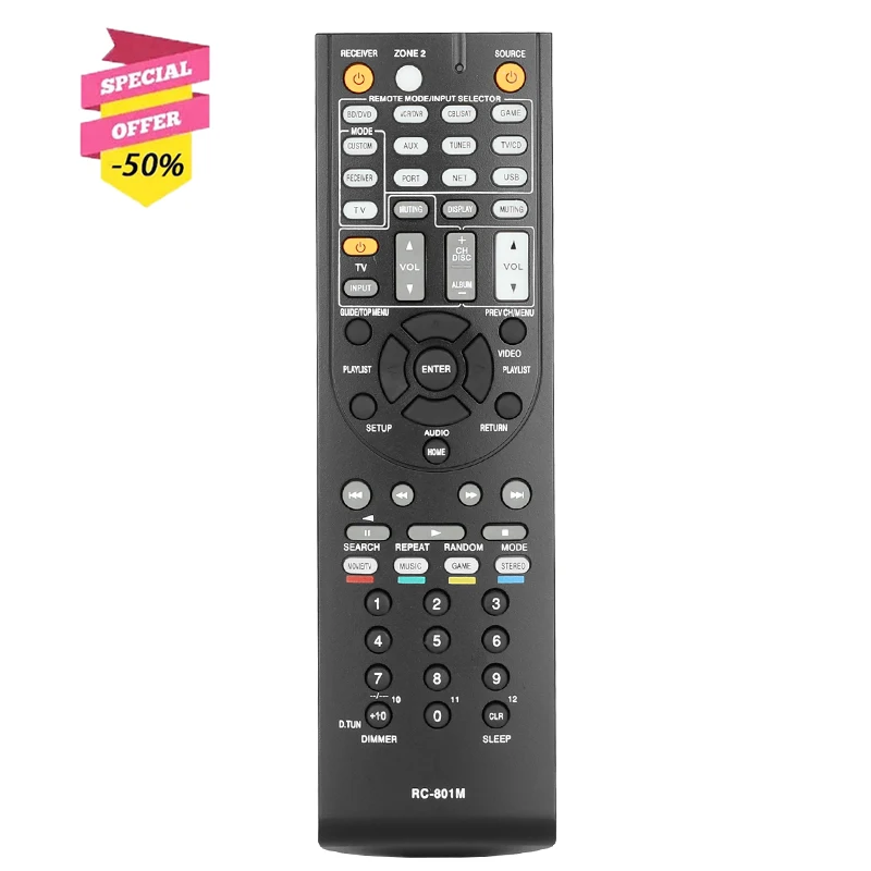 

RC-801M Remote Control For Onkyo AV Receiver HT-RC360 TX-NR509 HT-R648 HT-R690 HT-R990 HT-S7400 HT-S8400 HT-S9400 HT-S9400THX