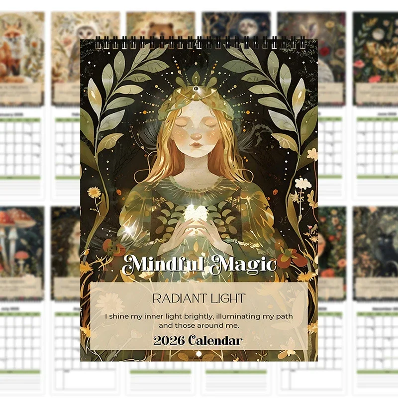 

Настольный календарь Dark Wind Mindful Magic 2026 Декоративный настенный календарь - ежегодный планировщик