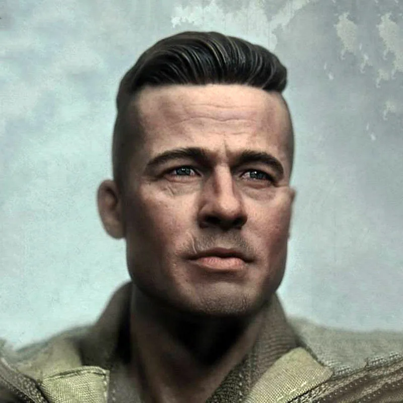 

THREEQ MG002 1/6 Brad Pitt Head Sculpt PVC Head Carving Model Fit 12'' Male Soldier Action Figure Body Dolls
