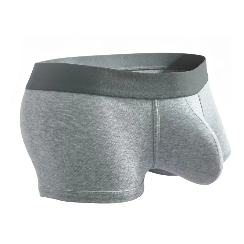 Men Big Front Pouch 100 Percent Cotton Boxer Shorts Mid Waist Wide Elastic Band High Elasticity Breathable Soft Trunks Underwear - view 6