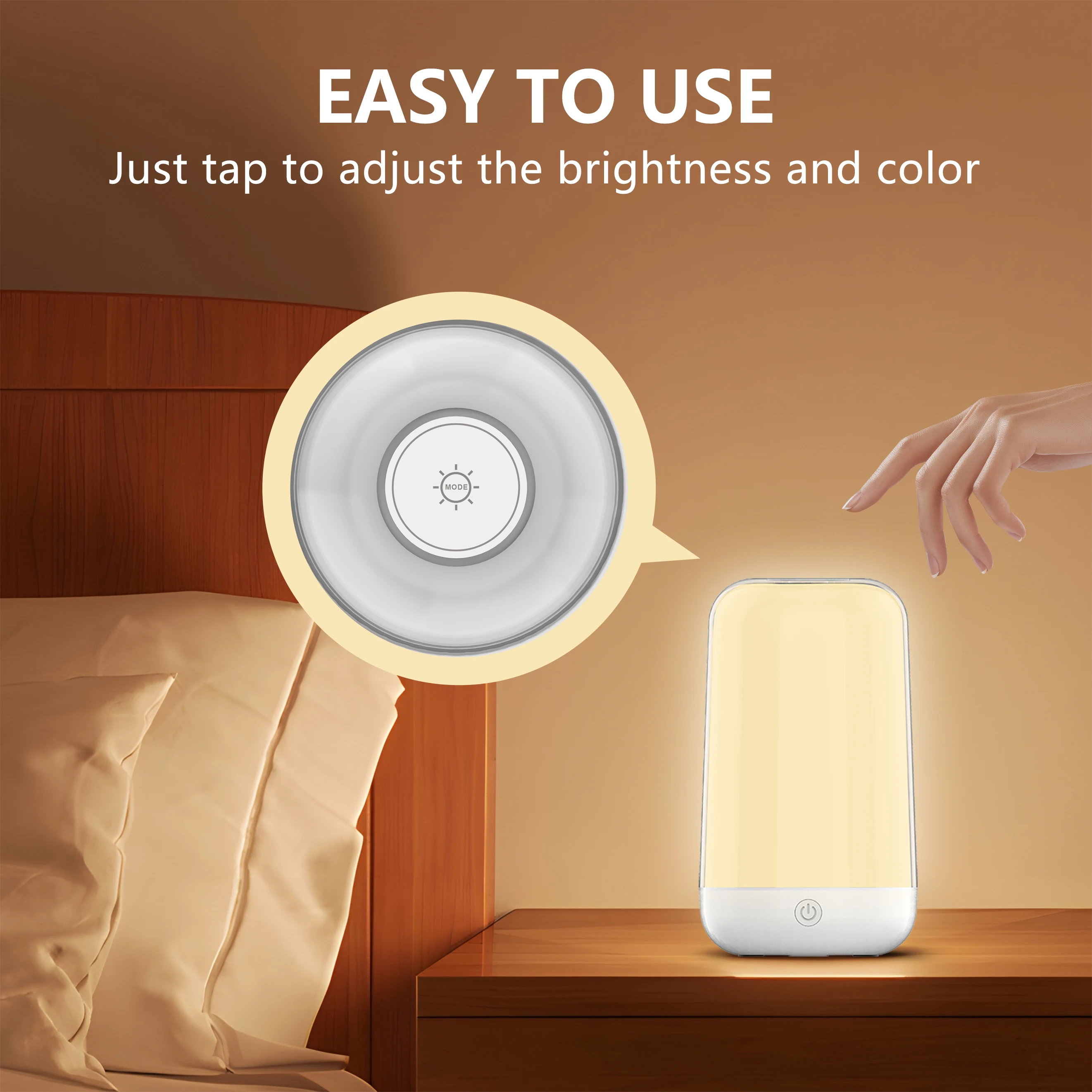 Smart 16 Color LED Table Lamp Touch & Bluetooth APP Control Dimmable Rechargeable Bedside Night Lamp for Room Decor