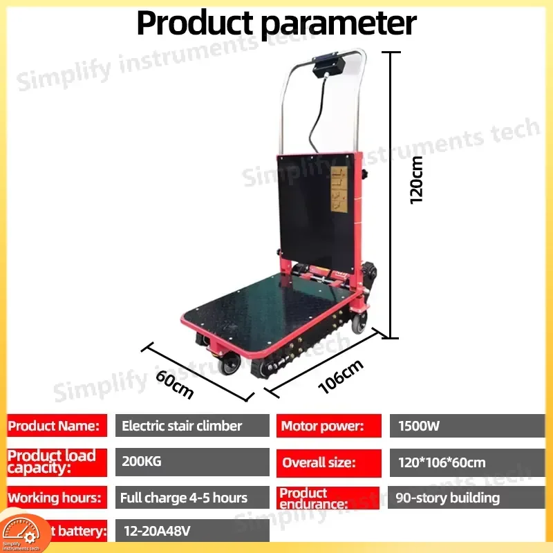 Stair Climbing Trolley Folding Hand Push Hydraulic Cart Heavy Duty 400KG Load Capacity for Moving Furniture