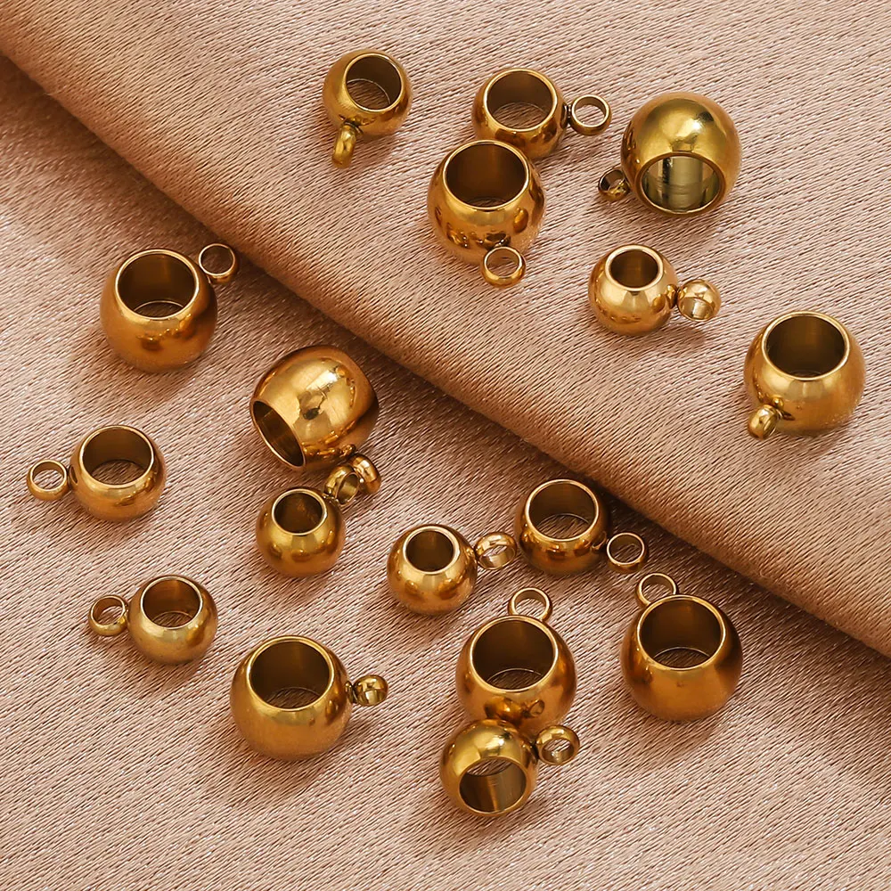 20 sztuk/partia ze stali nierdzewnej złoty kolor złącza kaucje koraliki Fit europejska bransoletka Charm wisiorki 8mm/6mm komponenty do wyrobu biżuterii — zdjęcie 6