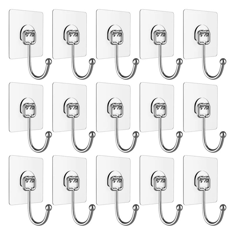 

Adhesive Hooks for Hanging Heavy Duty Wall Hooks Towel Hook, Waterproof Transparent Hooks for Bathroom Shower Kitchen