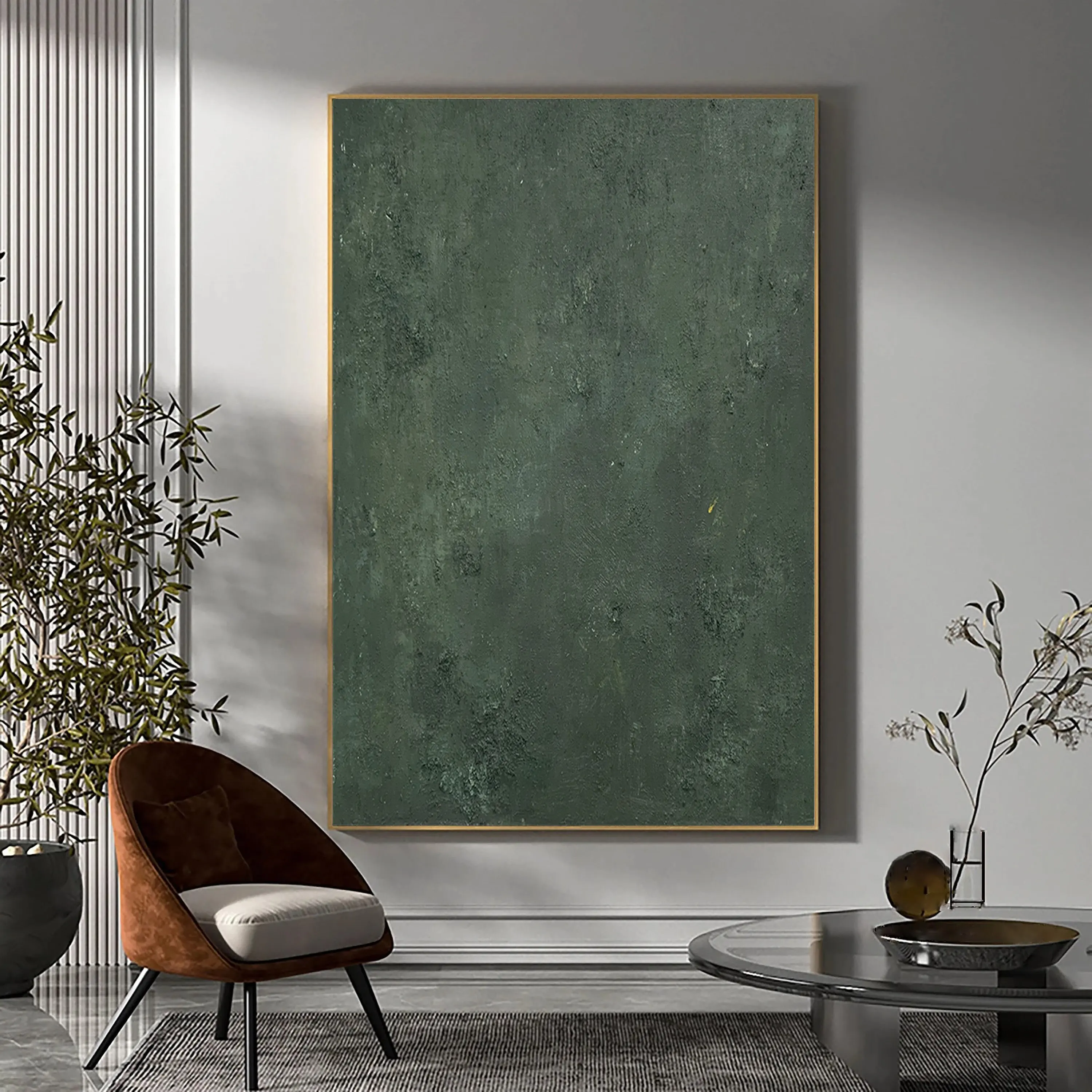 

Large Green Minimalist Painting Green Texture Canvas Painting Wabi Sabi Wall Art Neutral Living Room Wall Decor