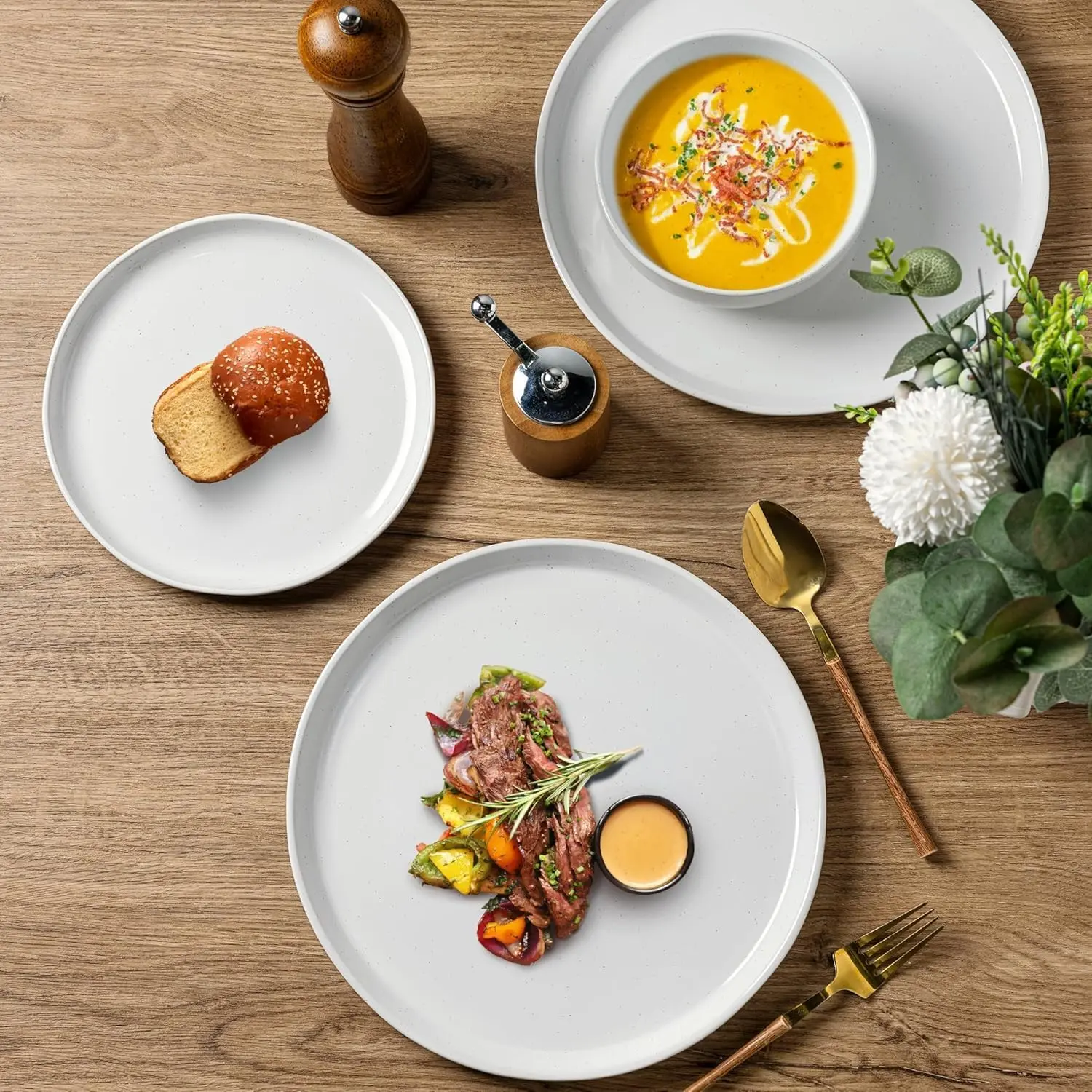 أطقم أواني طعام من السيراميك مكونة من 6 قطع، طقم أطباق وأوعية من الخزف الحجري، طقم أطباق مصنوع يدويًا ومقاوم للخدش، وغسالة أطباق