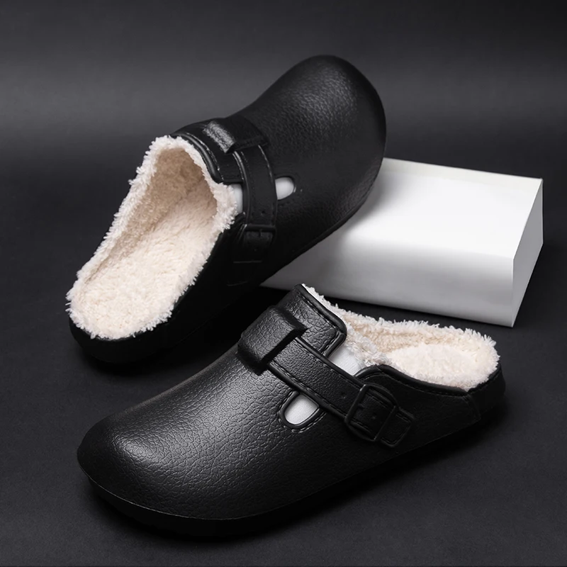 

YRZL Men Slippers Winter Thermal Non-Slip Warm House Shoes Comfortable Fuzzy Lining Outdoor Anti-Skid for Men Winter Slippers