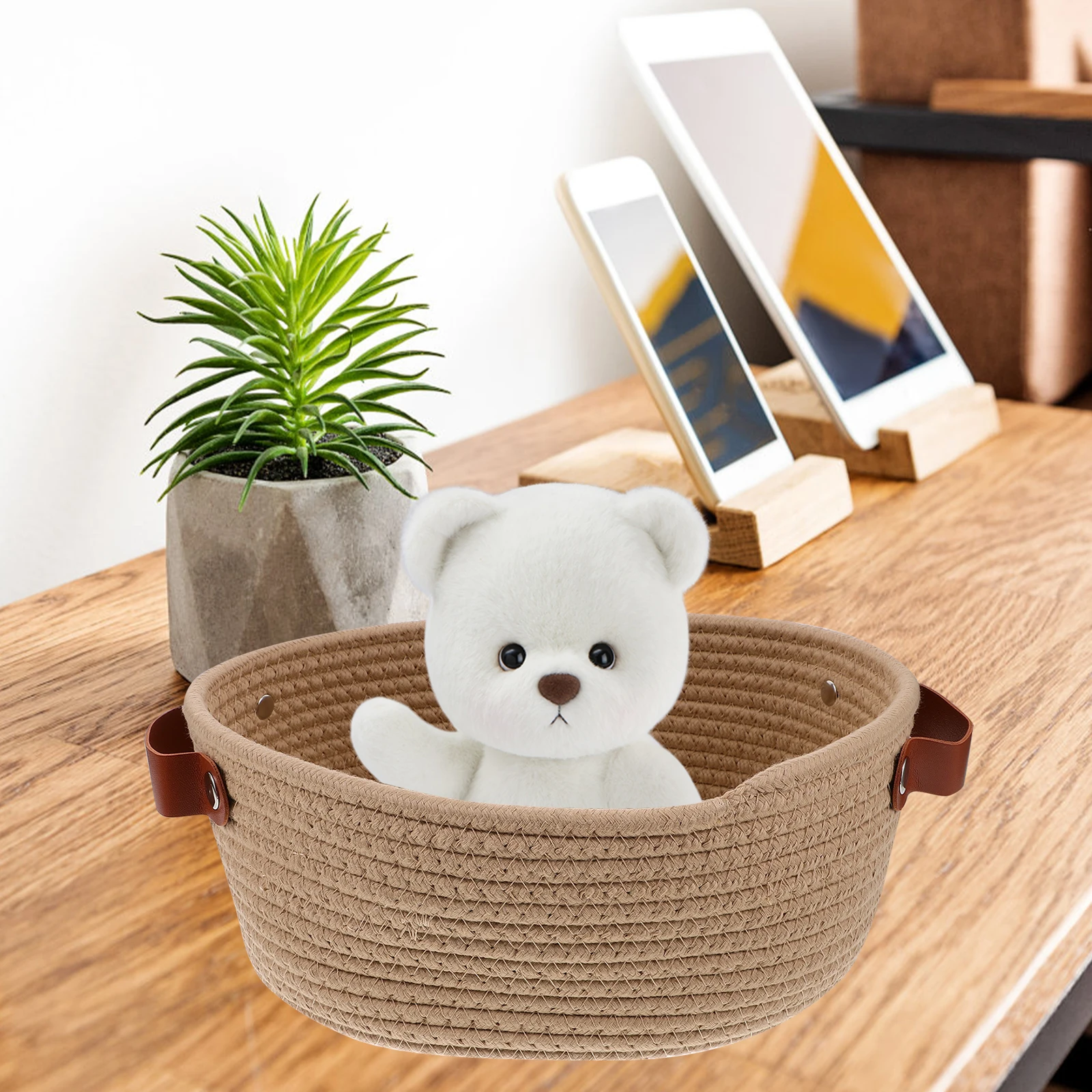 

2 Pcs Rope Baskets Woven Cotton Rope Baskets Storage Basket Home Supplies Khaki Desktop ganizer