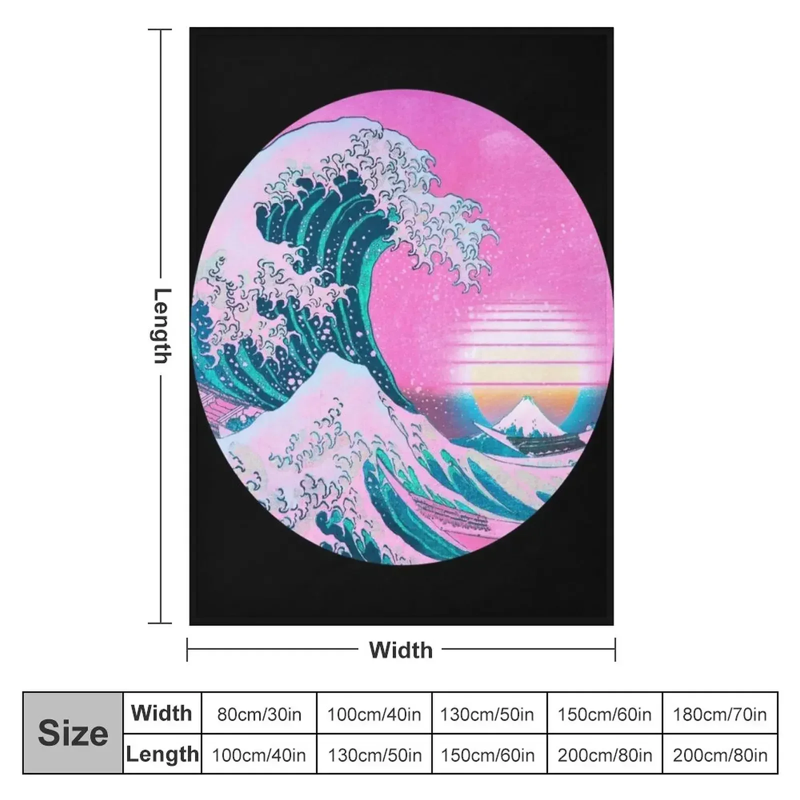 Vaporwave Aesthetic Great Wave Retro Sunset Throw Blanket Blankets For Baby Softest anime Blankets