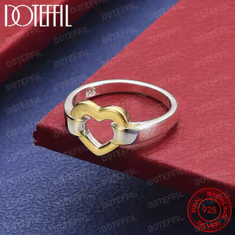 925 Sterling Silver Plating Gold Heart Ring For Woman Man Wedding Engagement Party Fashion Charm Jewelry