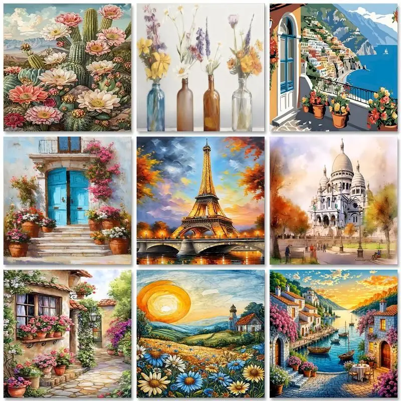 GATYZTORY Ölgemälde nach Zahlen, DIY-Landschaft, Malen nach Zahlen, handgemaltes Kunstbild, Bemal-Set, Wanddekoration für Wohnzimmer