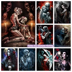 Skeleton Love Halloween Dark Art Diamond Painting Kits Horror Skull Man Full Drills Mosaic Cross Stitch Home Decor Gift
