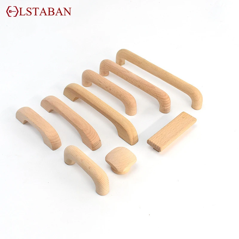 LSTABAN Kitchen Cabinet Wooden Handle Wardrobe Bookcase Solid Furniture Wood Door Drawer Knobs Cupboard Handles Hardware Knobs