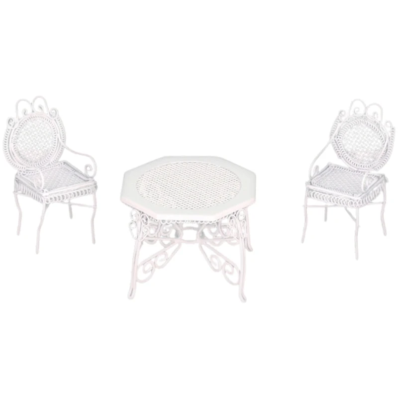 

3 Pieces Iron Dollhouses Patio Furniture 1/12 Scale Outdoor Decorative Miniatures 15UB