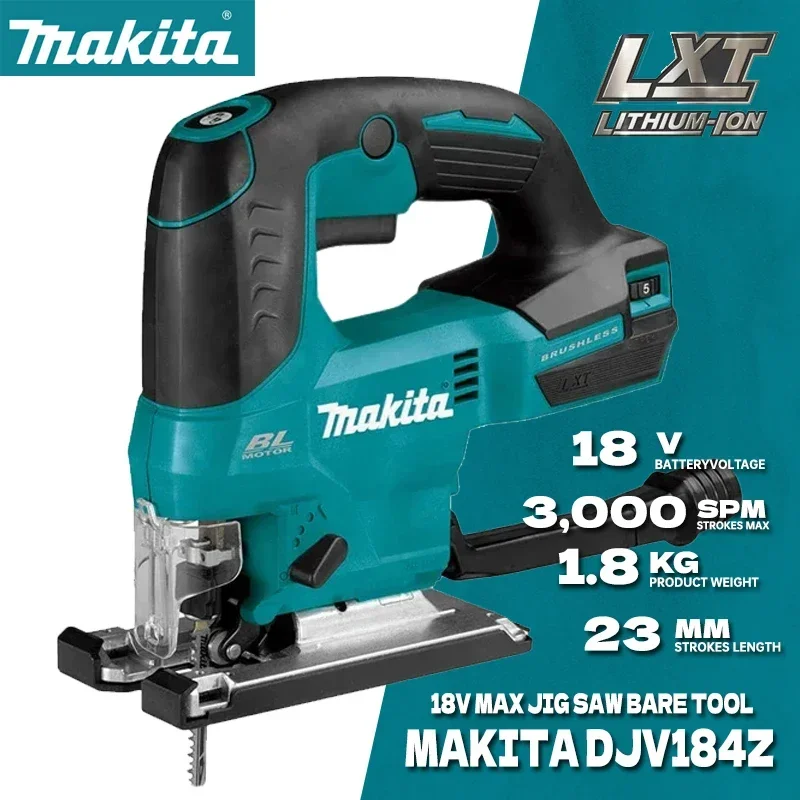 MAKITA  DJV184 Jig Saw 18V Li-ion Brushless Top Handle Jig Saw No-load Low Vibration Woodworking Cordless Power Tool DJV184Z