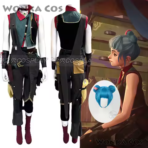 Arcane Jinx Cosplay Fantasy Women Costume Roleplay Costume Wig Baobao Women Outfit Game LOL Disguise Jinx Hallowen Carnival Suit