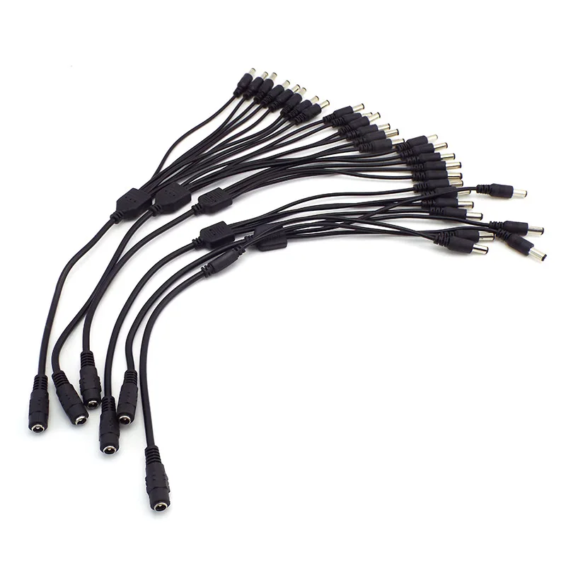 Cable divisor de alimentación de CC para cámara de seguridad CCTV, adaptador de fuente de alimentación a7, 2,1x5,5mm, 1 hembra a 2, 3, 4, 5, 8 macho