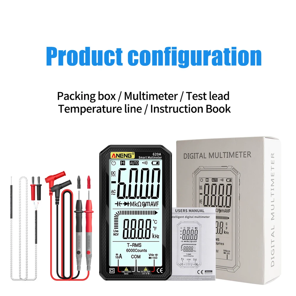 Smart Digital Multimeter Professional Automotive Tester Ohm Voltage Tester Meter Multimetro LCD Backlight Portable AC/DC Ammeter