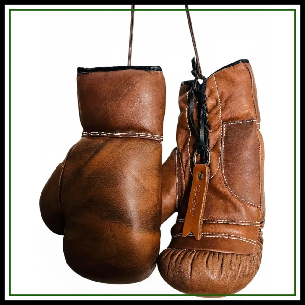 Antique Brown Leather Vintage Boxing Gloves 12oz with Laces, Large