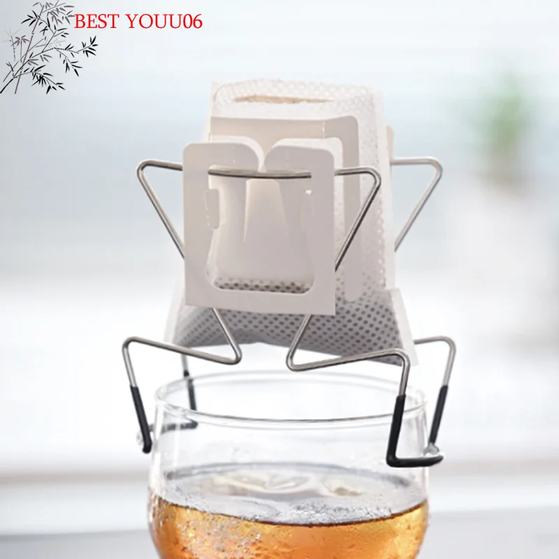 (YOUU06)Cafe Drip Bag Holder Stainless Steel Outdoor Japanese Style Hanging Ear Coffee Filter Holder Portable Stand