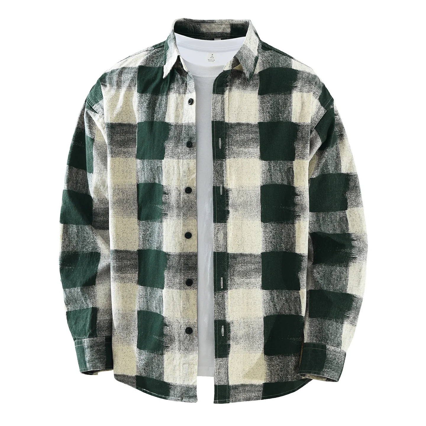 

Loose Fit Men's Plaid Long Sve irt Versatile Casual Sle Retro Faion Daily Wear Cotton Material Chinese Production