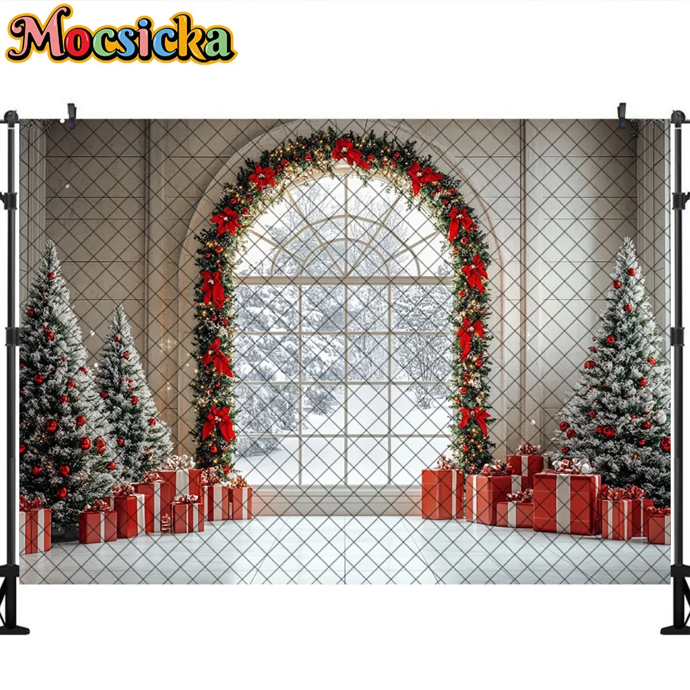 Mocsicka خلفيات للتصوير الفوتوغرافي شجرة عيد الميلاد نافذة غرفة ديكورا الأسرة عيد الميلاد عطلة صورة خلفية الصورة للصور