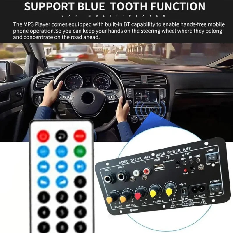 하이 퀄리티 오디오 앰프 보드, 서브우퍼 Aux Tf 카드 오디오 앰프 모듈, 8-12 인치 4 옴 스피커용, 30-120W, 12V, 24V, 110V, 220V