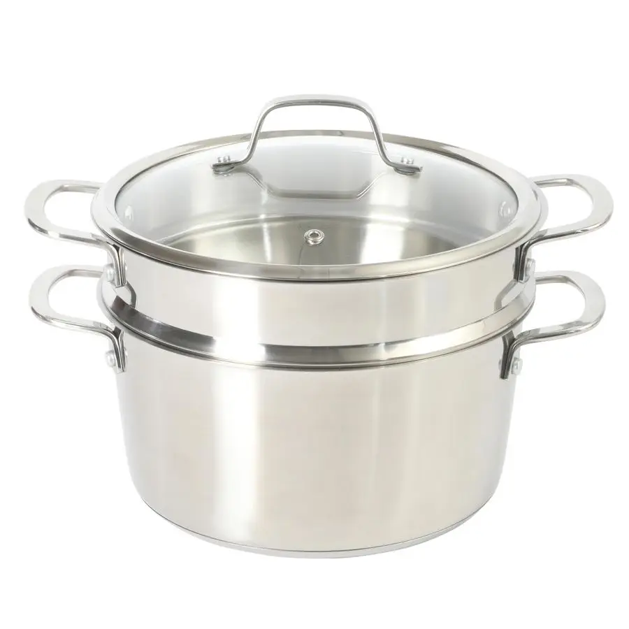 

Набор для кухни Kitchen Essentials Chefs Deck: 3 предмета, 5,3-литровая кастрюля из нержавеющей стали с пароваркой и стеклянной крышкой, подходит для индукционных плит, TriP