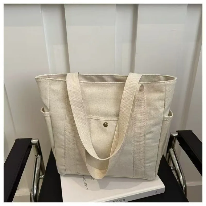 Large-capacity canvas tote canvas bag goes to work, goes out, high-value commuting versatile literary and artistic student wear