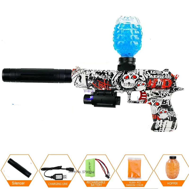 Electric Gel Bullet Gun Eco-friendly Gel balster Gun Toy Kids Airsoft Pistol Holiday Gift kid Electric water  Ball Fake Gun