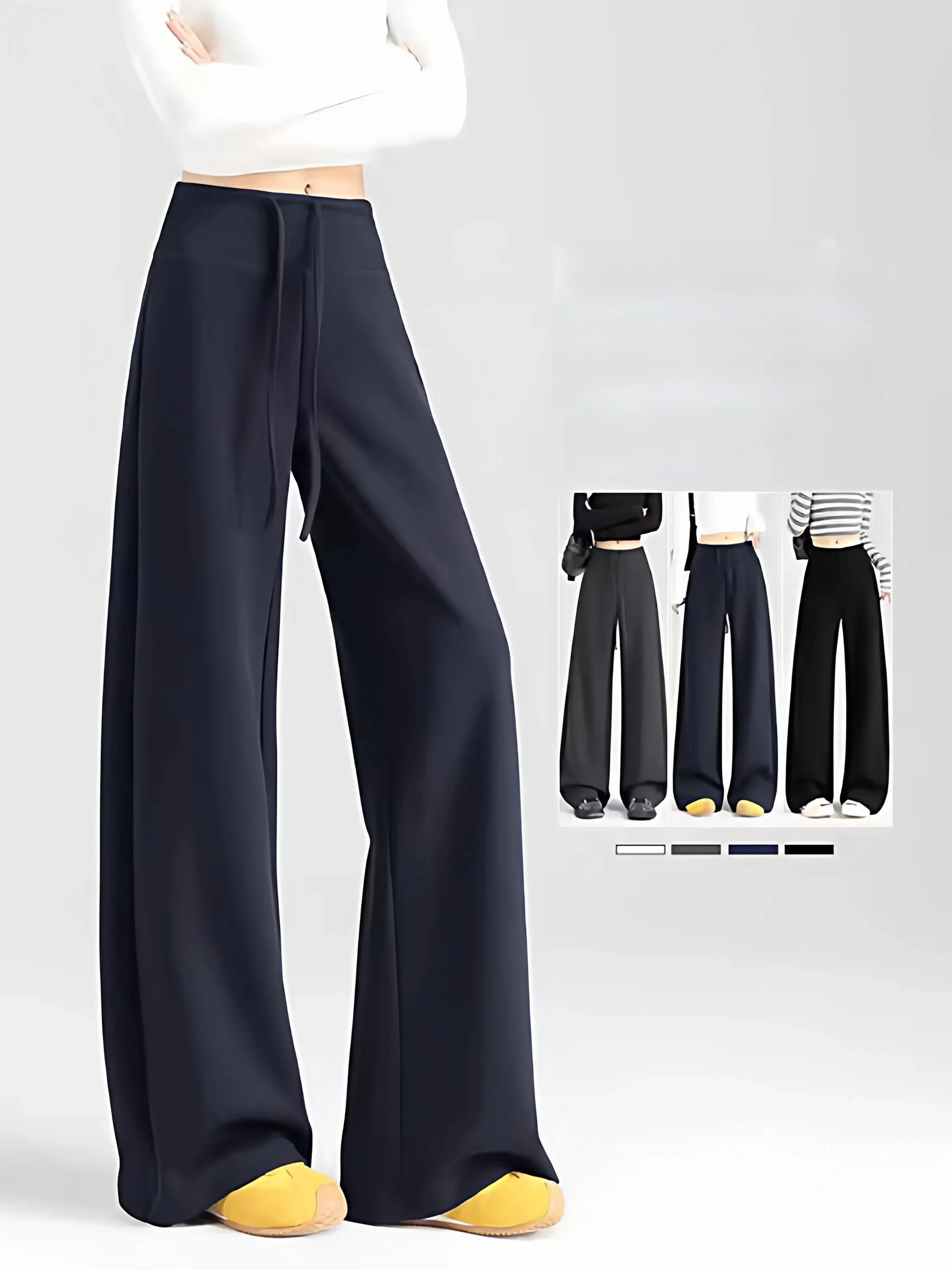 

Black Casual High Waist Wide Leg Yoga Sports Pants Women's Loose Fit Sweatpants Summer Spring Seasonal Comfortable Breathable